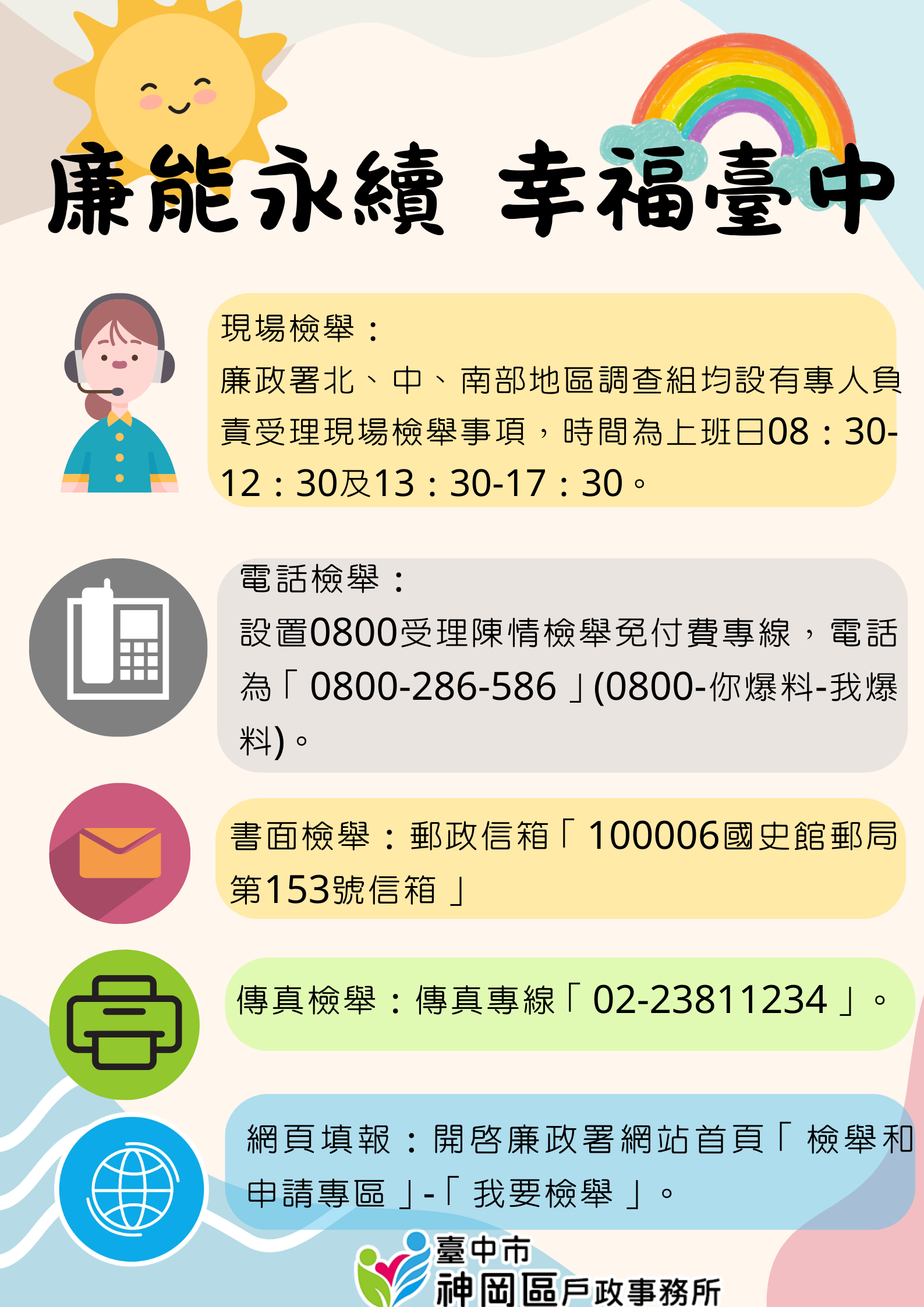 廉能永續 幸福臺中