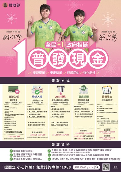 全民+1政府相挺-普發現金海報